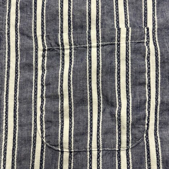 Bon Homme Button Down Vintage Shirt Men's Large Navy Stripes Grandad Made USA - Picture 3 of 6